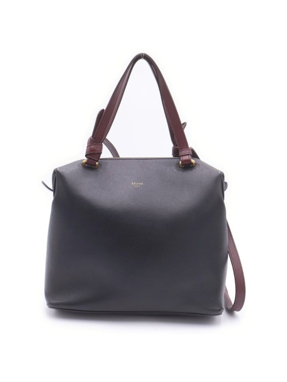 Celine Soft Cube Small 2-Way Handbag Black Red Leather